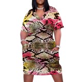 1 Piece Custom Casual Digital Printing V Neck Plus Size Midi Dress