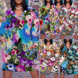 1 Piece Custom Casual Digital Printing V Neck Plus Size Midi Dress
