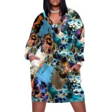 1 Piece Custom Casual Digital Printing V Neck Plus Size Midi Dress