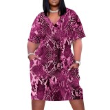 1 Piece Custom Casual Digital Printing V Neck Plus Size Midi Dress