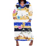 1 Piece Custom Casual Digital Printing V Neck Plus Size Long Dress