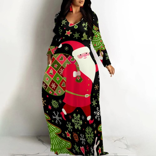 1 Piece Custom Casual Digital Printing V Neck Maxi Dresses