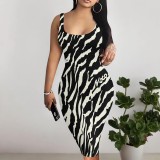 1 Piece Custom Casual Digital Printing Sleeveless U Neck Midi Dresses