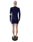 Casual Sweater Bow V-neck Knitted High Elastic Skirt Suit