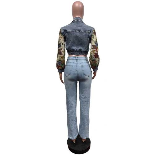 Denim Print Stretch Jacket