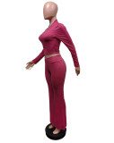 Solid Women's Clothing High Elastic Zipper Two Piece