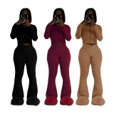 Solid Women's Clothing High Elastic Zipper Two Piece