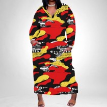 1 Piece Custom Casual Digital Printing V Neck Plus Size Maxi Dresses
