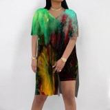 1 Piece Custom Casual Digital Printing Slit Two Piece Short Set