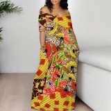 1 Piece Custom Casual Digital Printing Off Shoulder Maxi Dresses