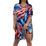 1 Piece Custom Casual Digital Printing Slit Two Piece Short Set