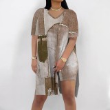 1 Piece Custom Casual Digital Printing Slit Two Piece Short Set