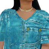 1 Piece Custom Casual Digital Printing Slit Two Piece Short Set