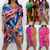 1 Piece Custom Casual Digital Printing Slit Two Piece Short Set