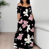 1 Piece Custom Casual Digital Printing Off Shoulder Maxi Dresses