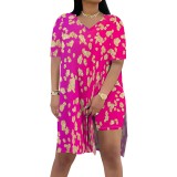 1 Piece Custom Casual Digital Printing Slit Two Piece Short Set