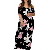 1 Piece Custom Casual Digital Printing Off Shoulder Maxi Dresses