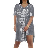 1 Piece Custom Casual Digital Printing Slit Two Piece Short Set