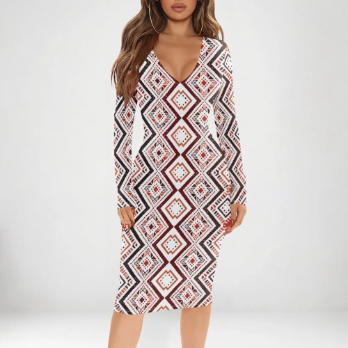1 Piece Custom Casual Digital Printing V Neck Midi Dresses