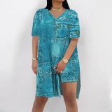 1 Piece Custom Casual Digital Printing Slit Two Piece Short Set