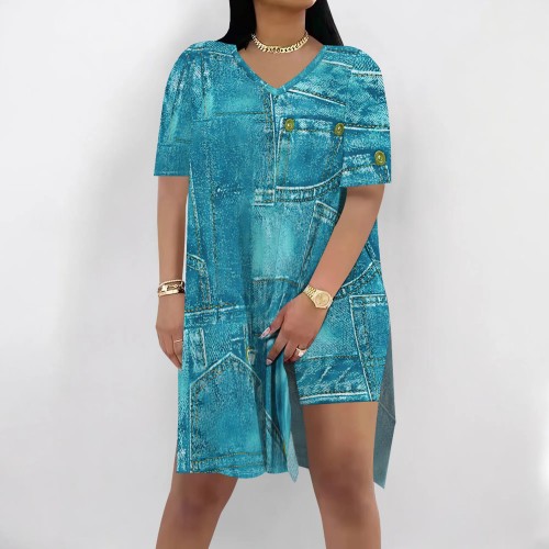1 Piece Custom Casual Digital Printing Slit Two Piece Short Set