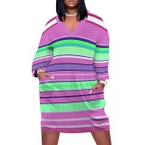 1 Piece Custom Casual Digital Printing V Neck Plus Size Midi Dresses