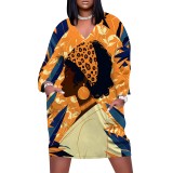 1 Piece Custom Casual Digital Printing V Neck Plus Size Midi Dresses