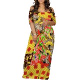 1 Piece Custom Casual Digital Printing Off Shoulder Maxi Dresses
