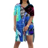 1 Piece Custom Casual Digital Printing Slit Two Piece Short Set
