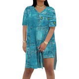 1 Piece Custom Casual Digital Printing Slit Two Piece Short Set