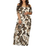 1 Piece Custom Casual Digital Printing Off Shoulder Maxi Dresses