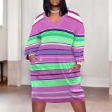 1 Piece Custom Casual Digital Printing V Neck Plus Size Midi Dresses