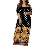 1 Piece Custom Casual Digital Printing Off Shoulder Maxi Dresses