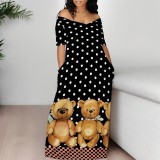 1 Piece Custom Casual Digital Printing Off Shoulder Maxi Dresses