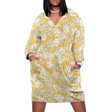 1 Piece Custom Casual Digital Printing V Neck Plus Size Midi Dresses