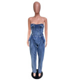 Tube Strapless Denim Jumpsuit