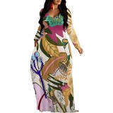 1 Piece Custom Casual Digital Printing V Neck Maxi Dresses