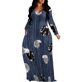 1 Piece Custom Casual Digital Printing V Neck Maxi Dresses
