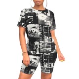 1 Piece Custom Casual Digital Printing Two Piece Short Set