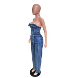 Tube Strapless Denim Jumpsuit