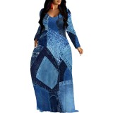1 Piece Custom Casual Digital Printing V Neck Maxi Dresses