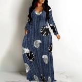 1 Piece Custom Casual Digital Printing V Neck Maxi Dresses
