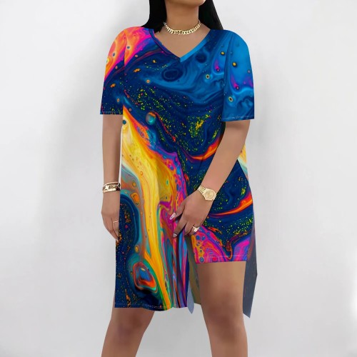1 Piece Custom Casual Digital Printing Slit Two Piece Short Set