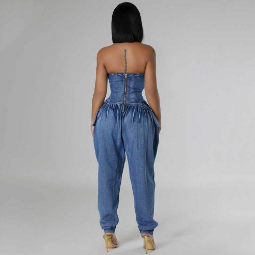 Tube Strapless Denim Jumpsuit