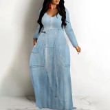 1 Piece Custom Casual Digital Printing V Neck Maxi Dresses