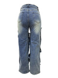 Fashion Buttoned Denim Loose Jeans