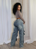 Fashion Buttoned Denim Loose Jeans