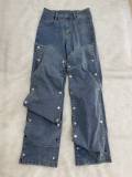 Fashion Buttoned Denim Loose Jeans