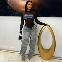 Fashion Buttoned Denim Loose Jeans