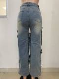 Fashion Buttoned Denim Loose Jeans
